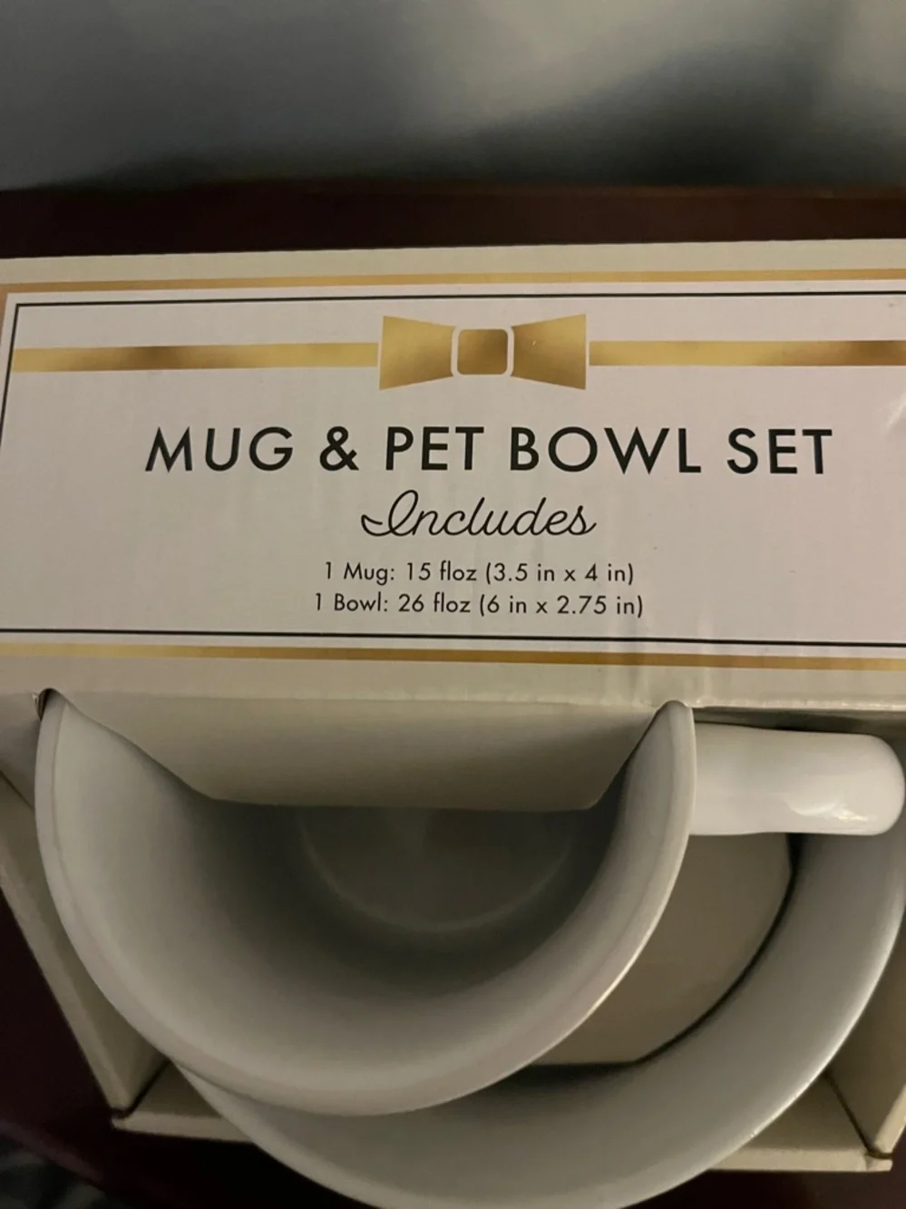 Gift set: Please Add Coffee mug Please add food dog bowl Ceramic Mug & Bowl Set